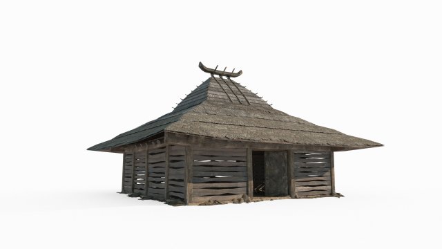 Ancient thatched houses in East Asia Model 3D .c4d .max .obj .3ds .fbx .stl .blend