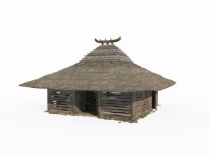 Anciennes maisons au toit de chaume en Asie de l'Est Modèle 3D