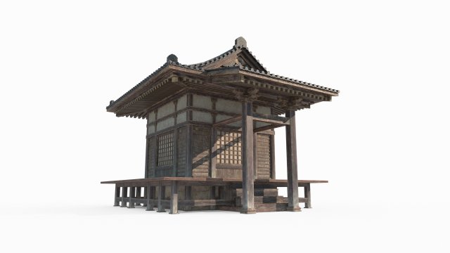 Asian Ancient Architecture Shrine Modello 3D .c4d .max .obj .3ds .fbx .stl .blend 