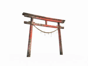 Arsitektur kuno Asia Timur Torii Model 3D