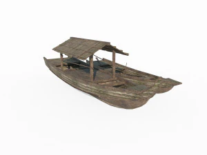 Ve&iacute;culos antigos do Leste Asi&aacute;tico Barco de madeira Modelo 3D