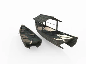 Ve&iacute;culos antigos do Leste Asi&aacute;tico Barco de madeira Modelo 3D