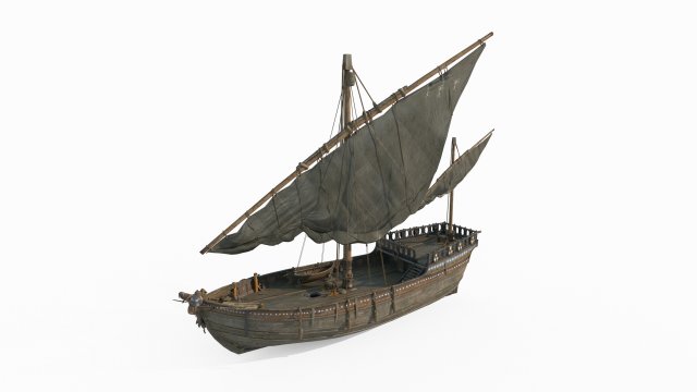 Ancient Vehicle Sailboat Model 3D .c4d .max .obj .3ds .fbx .stl .blend 