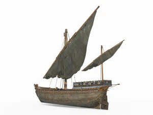 Ancient Vehicle Sailboat 3D Model