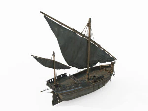 Ancient Vehicle Sailboat 3D Model