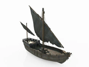 Ancient Vehicle Sailboat 3D Model