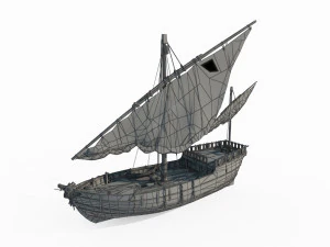 Ancient Vehicle Sailboat 3D Model