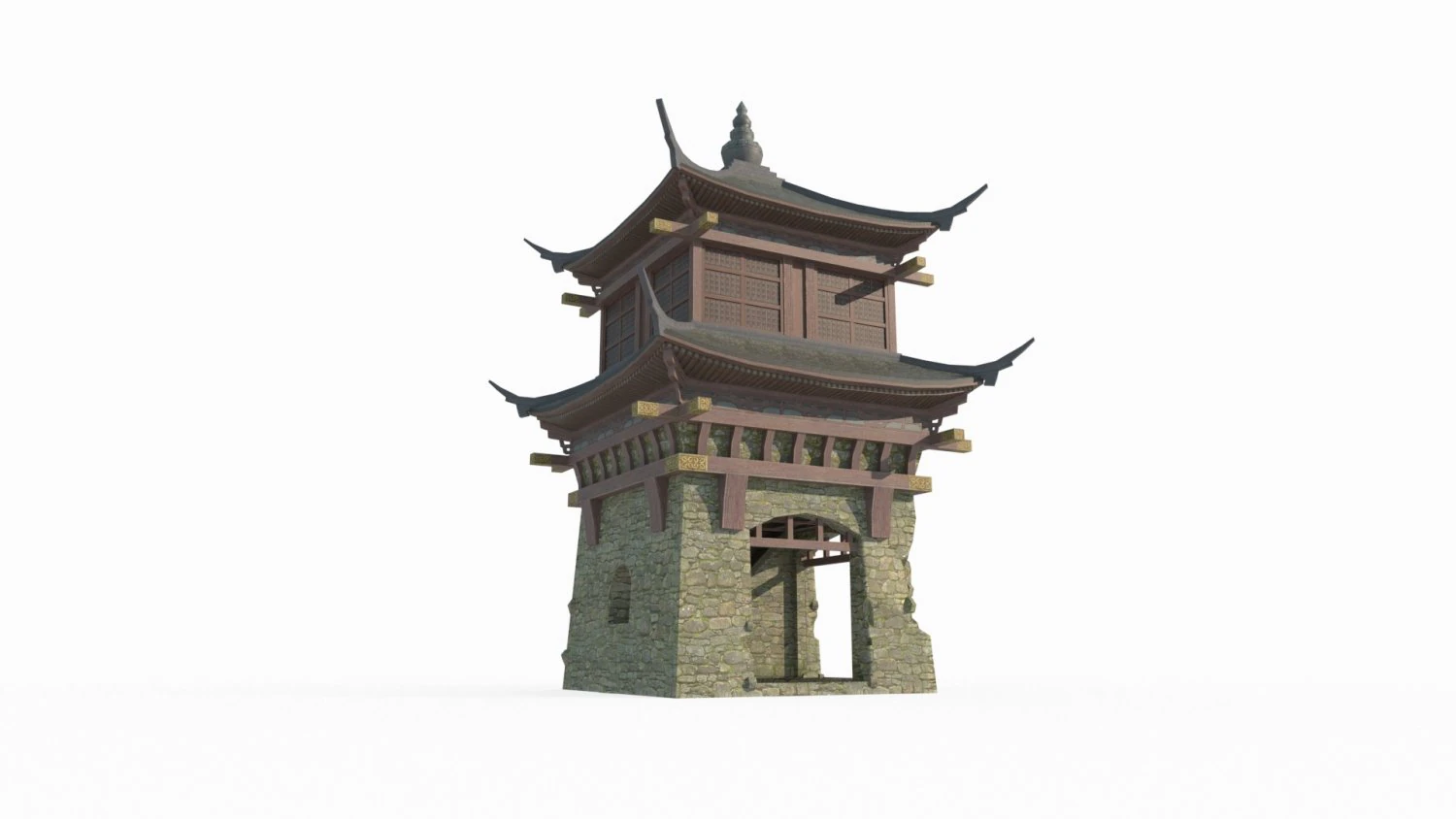 Ancient architectural towers in East Asia 3D Model .c4d .max .obj .3ds .fbx .stl .blend 