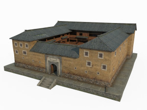 Ancient Asian Architecture Hakka earth buildings 3D Model