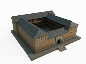 Ancient Asian Architecture Hakka earth buildings Model 3D