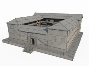 Ancient Asian Architecture Hakka earth buildings 3D Model