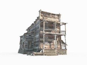Dilapidated houses in Western style architecture 3D Model