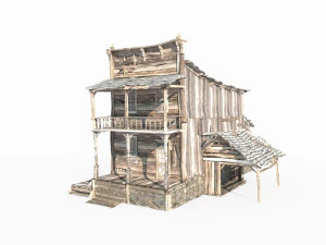 Dilapidated houses in Western style architecture 3D Model
