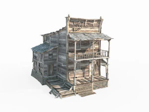 Dilapidated houses in Western style architecture 3D Model