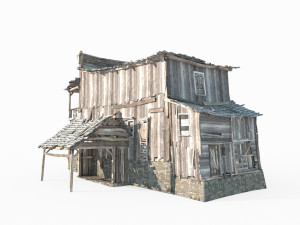 Dilapidated houses in Western style architecture Modelo 3D