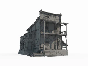 Dilapidated houses in Western style architecture 3D Model