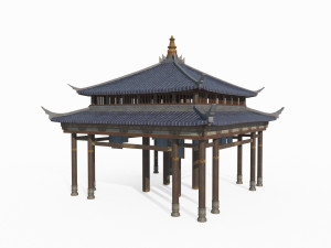 East Asian Ancient Architecture Pavilion 3D Model