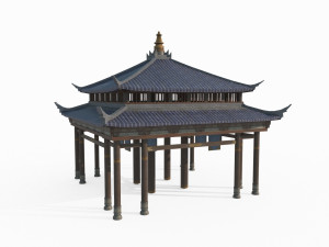 East Asian Ancient Architecture Pavilion 3D Model