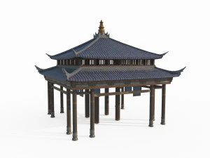 East Asian Ancient Architecture Pavilion 3D Model
