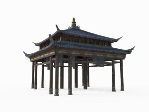 East Asian Ancient Architecture Pavilion 3D Model