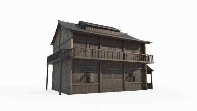 East Asian Ancient Architecture Pavilion 3D Model .c4d .max .obj .3ds .fbx .stl .blend 