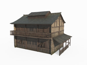 East Asian Ancient Architecture Pavilion 3D Model
