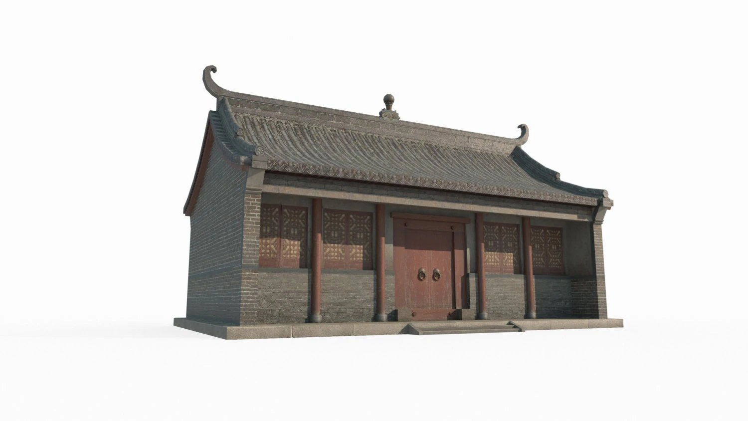 East Asian Ancient Architecture Residential Buildings 3D Model .c4d .max .obj .3ds .fbx .stl .blend 
