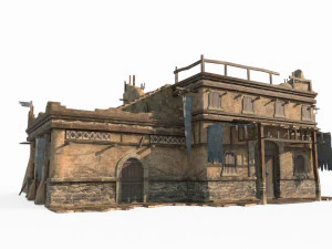 Будівництво будинку в пустелі Гобі 3D Модель