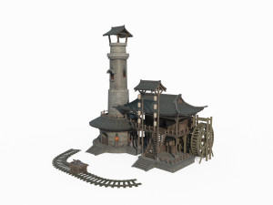 East Asian Ancient Architecture Blacksmith Workshop 3D Model