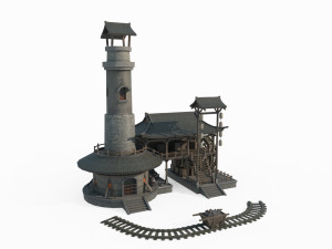 East Asian Ancient Architecture Blacksmith Workshop 3D Model