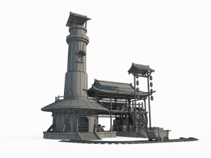 East Asian Ancient Architecture Blacksmith Workshop 3D Model