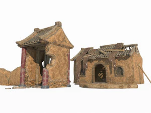 Relics of ancient Asian architecture and temples 3D Model