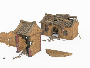 Relics of ancient Asian architecture and temples 3D-Modell