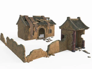 Relics of ancient Asian architecture and temples 3D Model