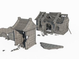 Relics of ancient Asian architecture and temples 3D-Modell