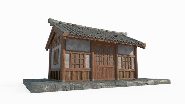 Ancient Asian Architecture Single Room 3D Модель .c4d .max .obj .3ds .fbx .stl .blend 