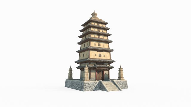Ancient Asian architectural towers 3D 모델 .c4d .max .obj .3ds .fbx .stl .blend 