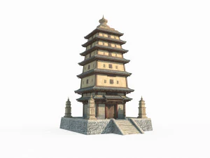 Menara arsitektur Asia kuno Model 3D
