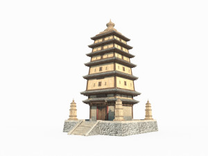 Ancient Asian architectural towers 3D 모델