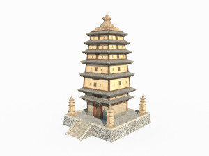 Ancient Asian architectural towers 3D 모델