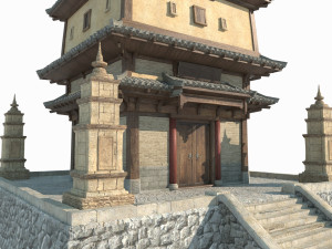 Ancient Asian architectural towers 3D 모델