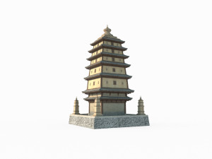 Ancient Asian architectural towers 3D 모델