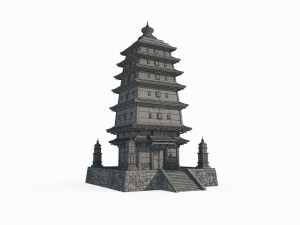 Ancient Asian architectural towers 3D 모델