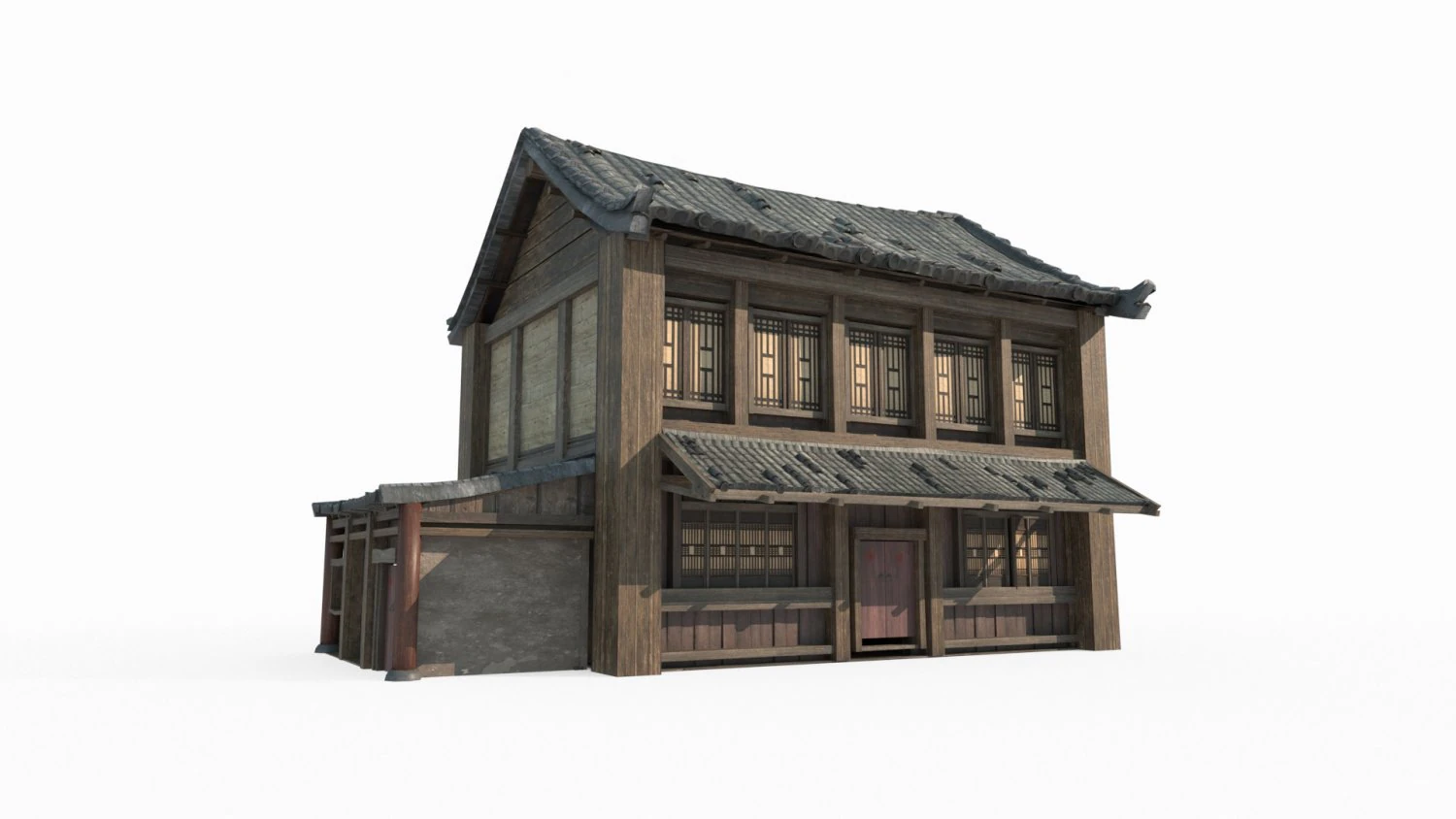 Asian Ancient Architecture Store 3D Model .c4d .max .obj .3ds .fbx .stl .blend 