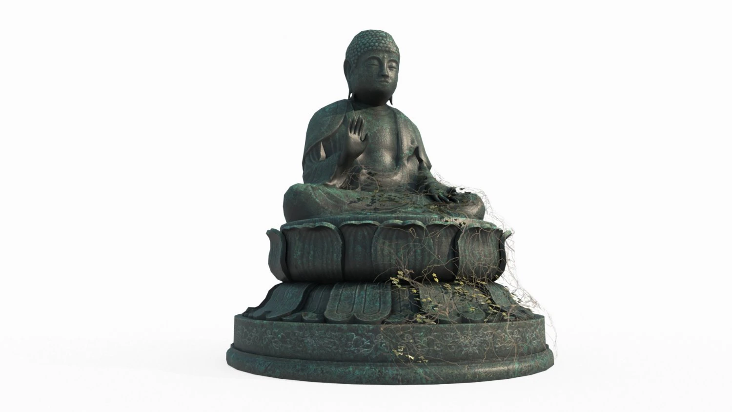 Ancient Bronze Buddha Statue 3D Model .c4d .max .obj .3ds .fbx .stl .blend