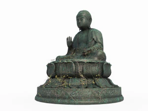 Ancient Bronze Buddha Statue 3D Model