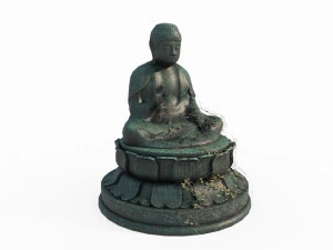 Ancient Bronze Buddha Statue 3D Model