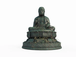 Ancient Bronze Buddha Statue 3D Model
