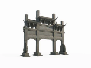 Мемориальная арка древней архитектуры Восточной Азии 3D Модель