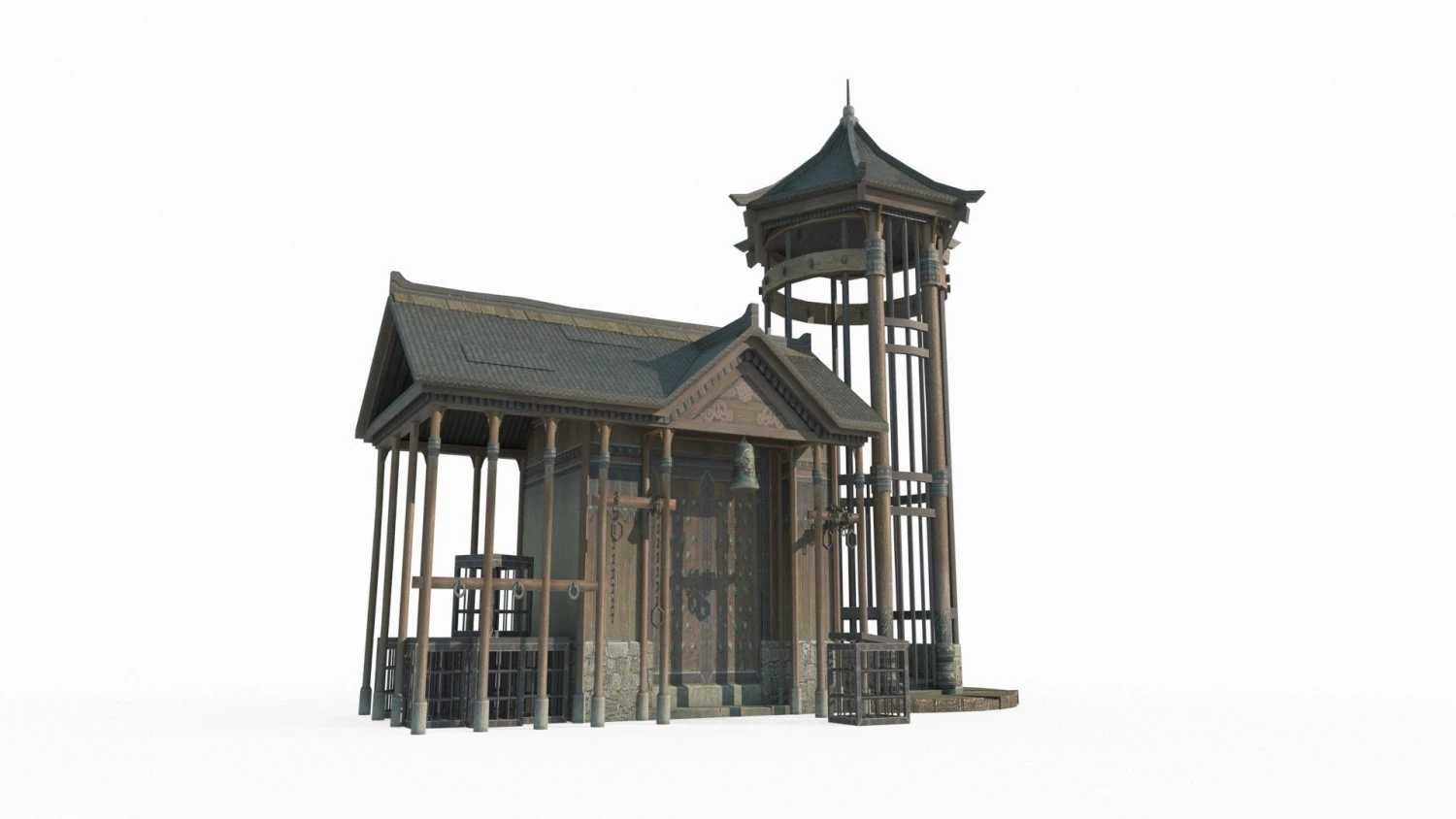 East Asian Ancient Architecture Workshop 3D Model .c4d .max .obj .3ds .fbx .stl .blend